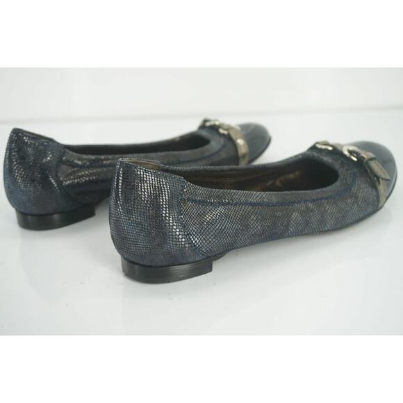 AGL Brigita Blue Camo Shimmer Suede Cap Toe Ballet Flats Size 35 Belted Attilio - Picture 8 of 10